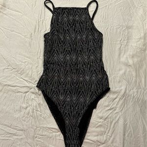 Divided Black and Sparkle Small Bodysuit